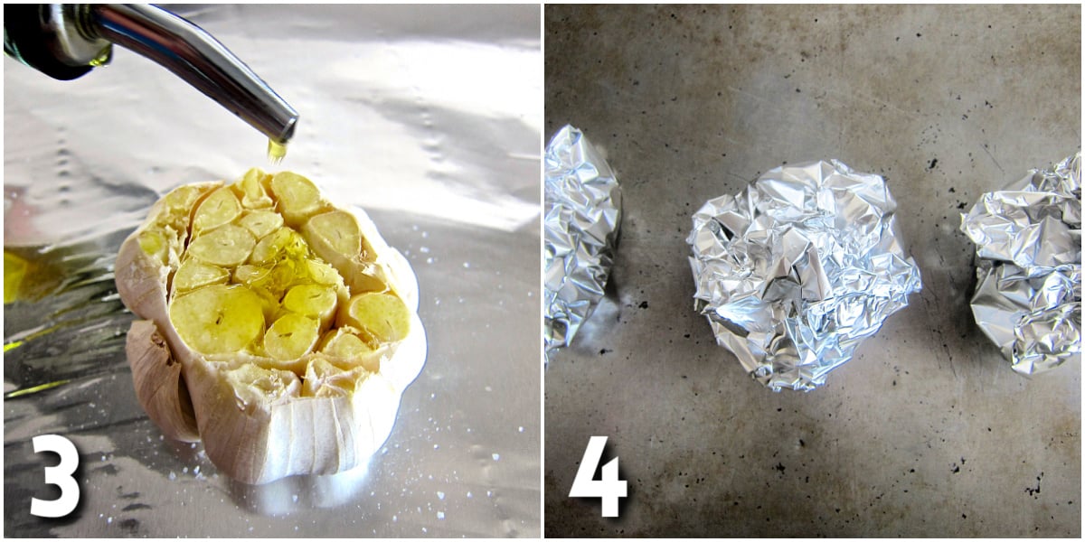 Third and fourth steps to make roasted garlic