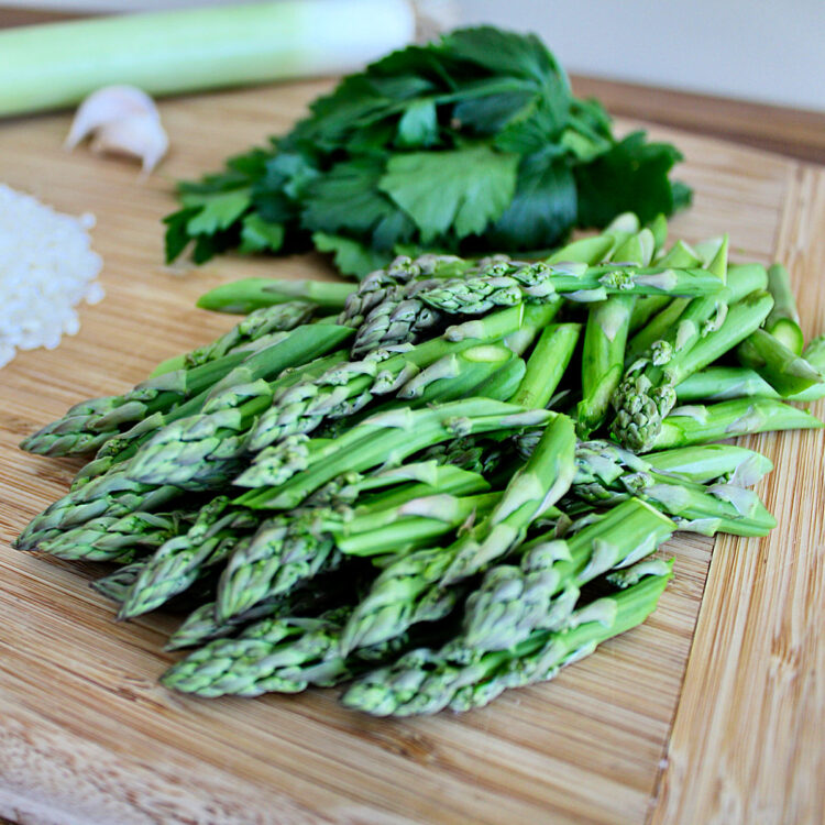 asparagus on a wooden board