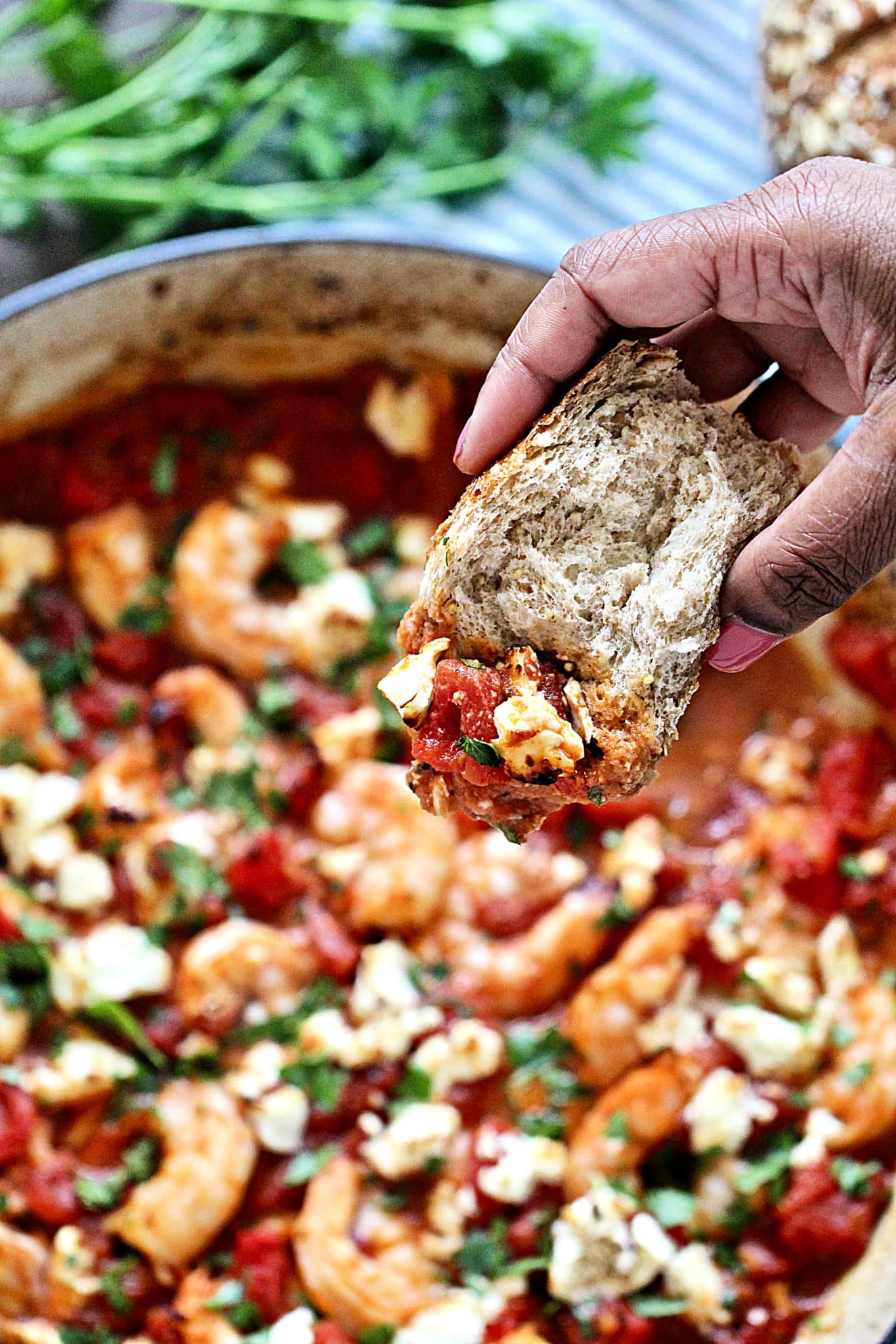Greek Feta Shrimp Skillet
