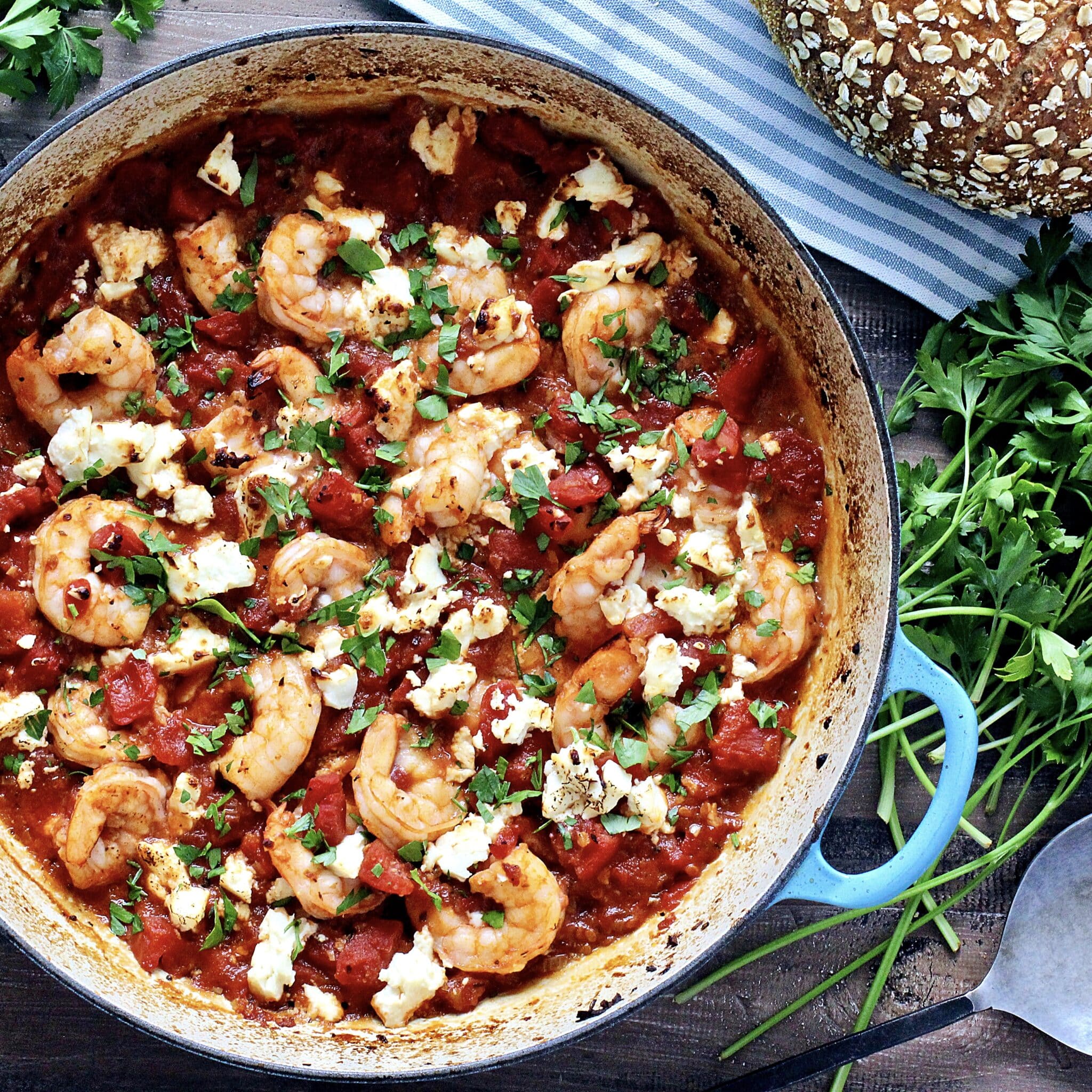 Greek Feta Shrimp Skillet 