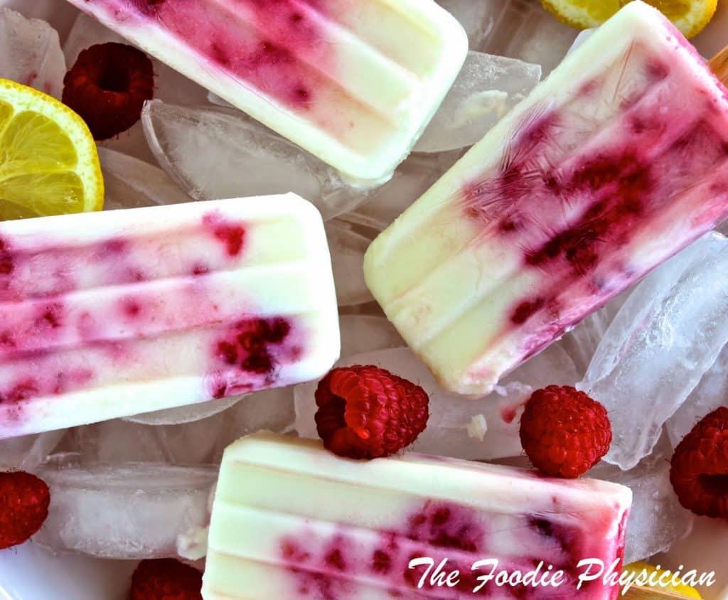 Lemon Raspberry Buttermilk Popsicles | @foodiephysician