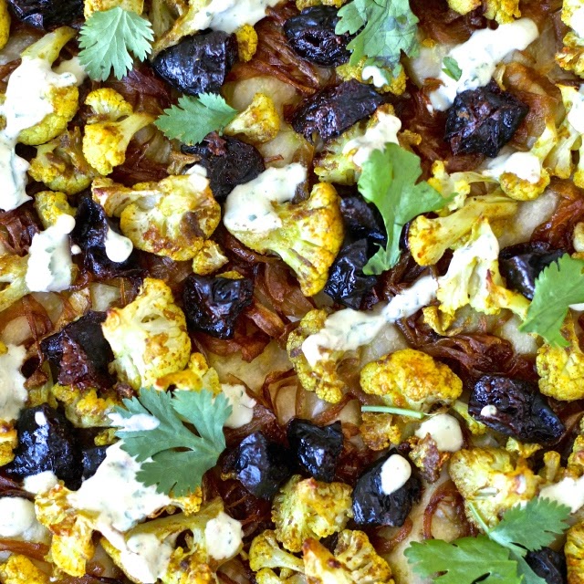 #cauliflower #driedplums #flatbread
