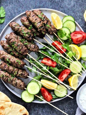 Beef Kofta Kebabs with Tzatziki Sauce