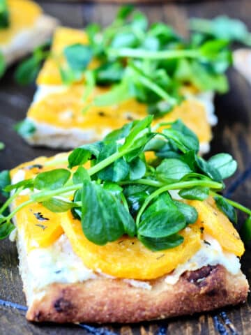 Butternut Squash Flatbread with Sweet Pea Greens