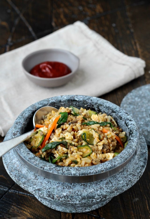 Korean Rice Bowls with Turkey and Mushrooms | The Foodie Physician #Blenditarian #Bibimbab #thefoodiephysician #mushrooms #theblend