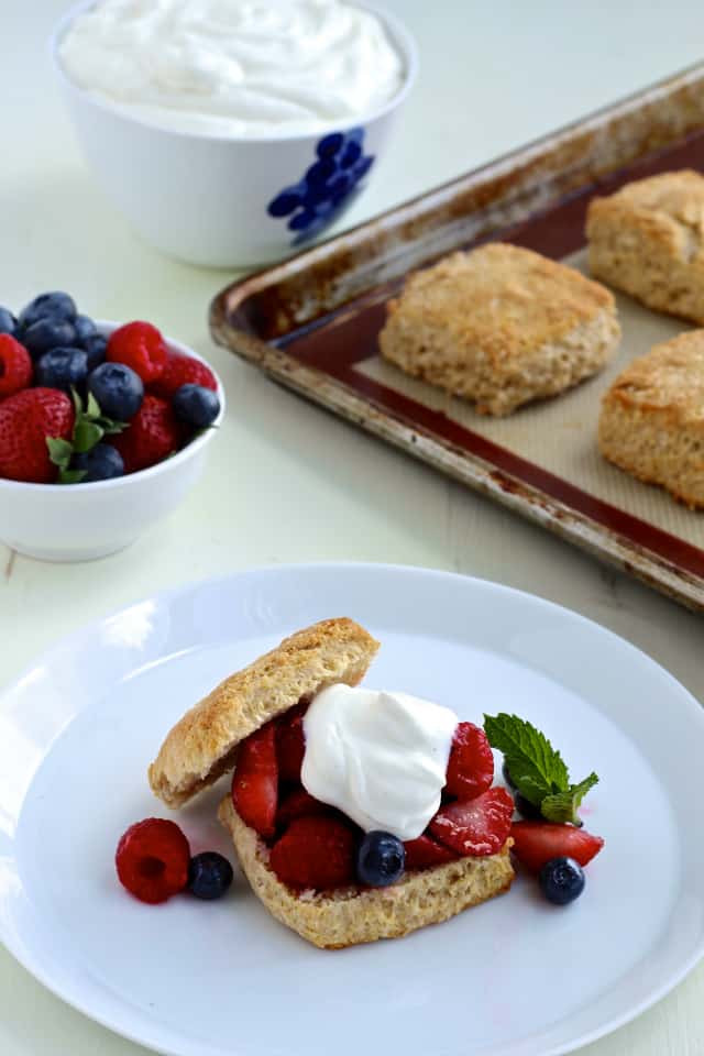 Mixed Berry Coconut Shortcakes with Vanilla Greek Yogurt Cream | thefoodiephysician.com | @foodiephysician #thefoodiephysician #ThisisMapleHill #strawberryshortcake #GreekYogurt