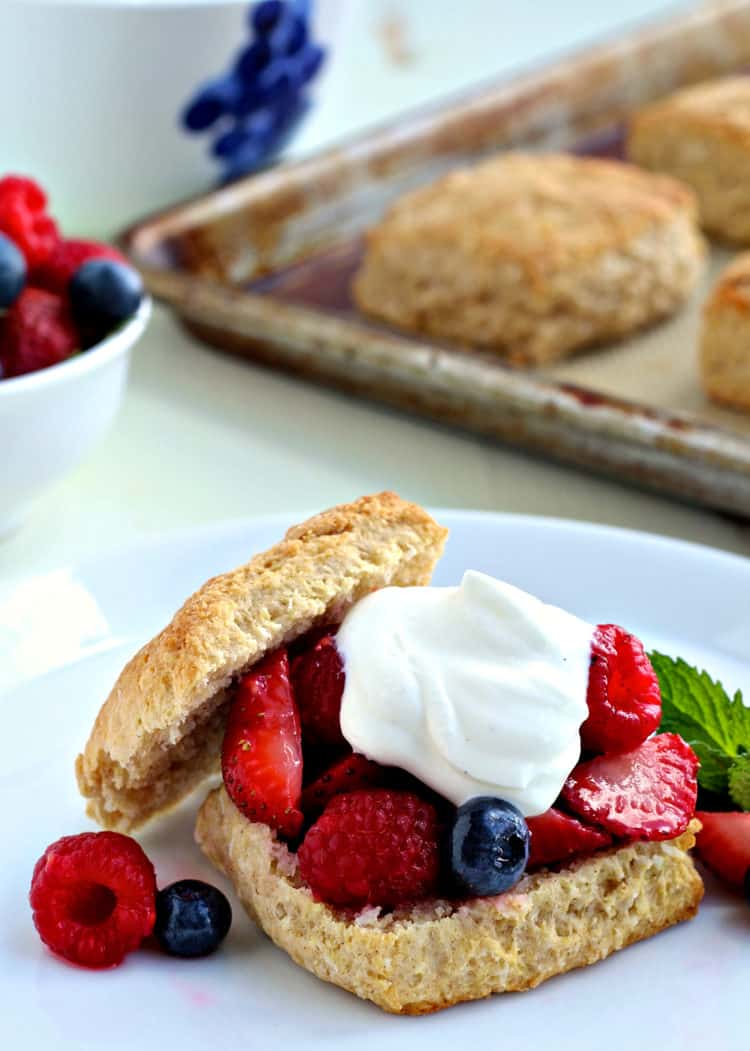 MIXED BERRY COCONUT SHORTCAKES WITH VANILLA GREEK YOGURT CREAM | @foodiephysician