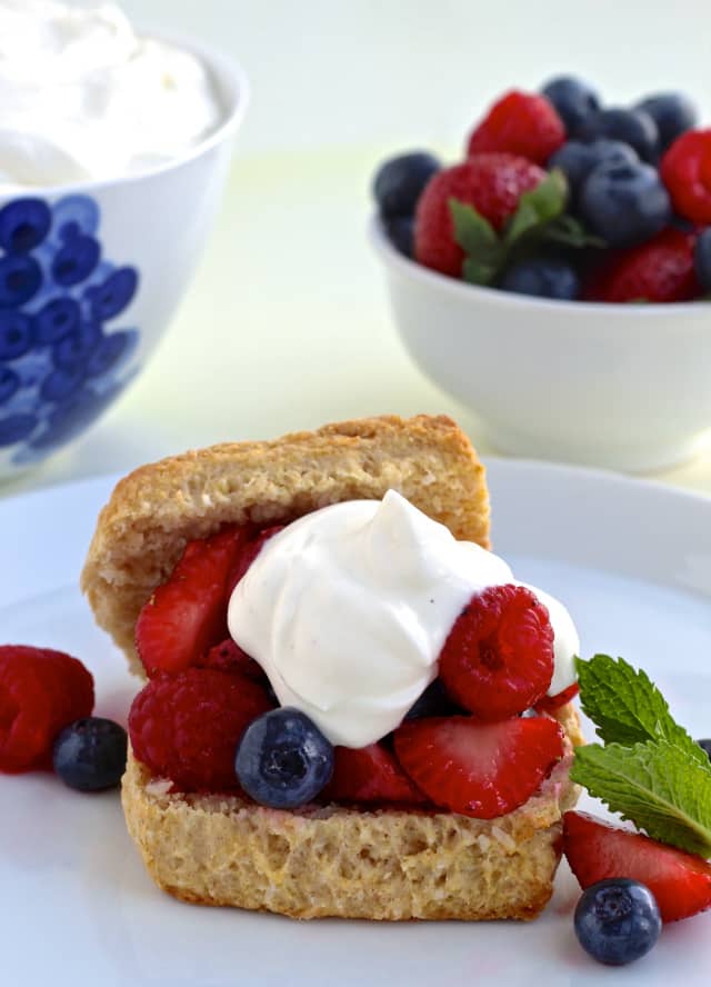 Mixed Berry Coconut Shortcakes with Vanilla Greek Yogurt Cream | thefoodiephysician.com | @foodiephysician #thefoodiephysician #ThisisMapleHill #strawberryshortcake #GreekYogurt