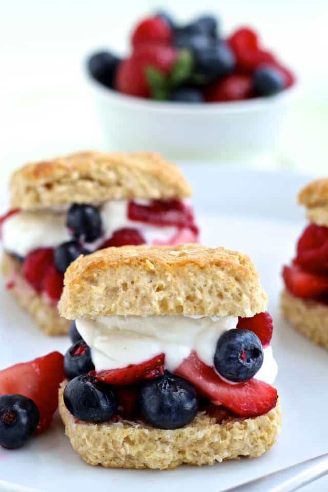Mixed Berry Coconut Shortcakes with Vanilla Greek Yogurt Cream | thefoodiephysician.com | @foodiephysician #thefoodiephysician #ThisisMapleHill #strawberryshortcake #GreekYogurt