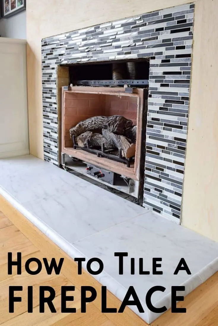 how to tile a brick fireplace
