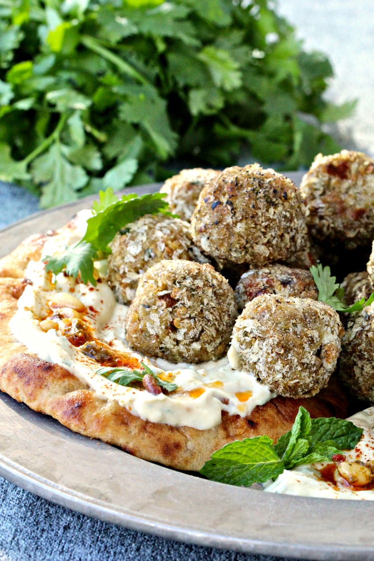 Mediterranean Eggplant Hummus "Meatballs" | @foodiephysician