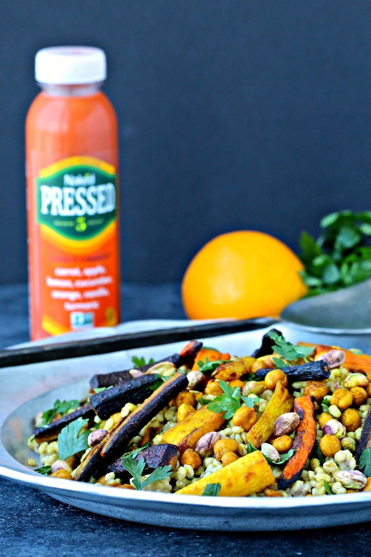 Barley Salad with Roasted Carrots and Chickpeas | @foodiephysician
