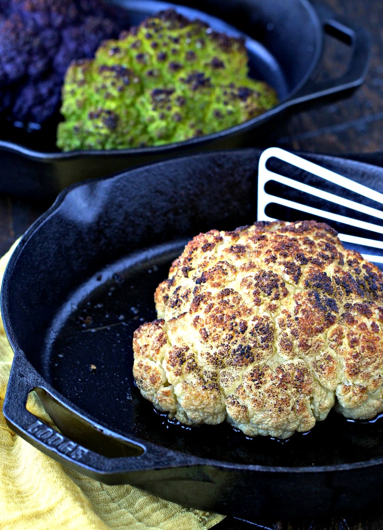 Whole Roasted Cauliflower with Marcona Almond Pesto | @foodiephysician
