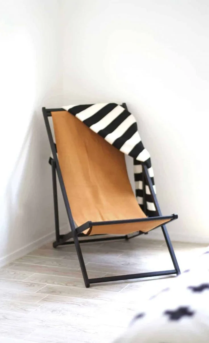 DIY leather sling back chair - leather project roundup