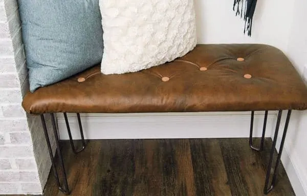 DIY tufted leather bench - leather projects