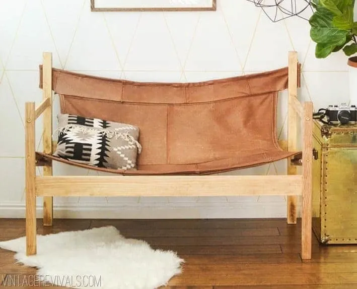 DIY leather sling couch - leather projects