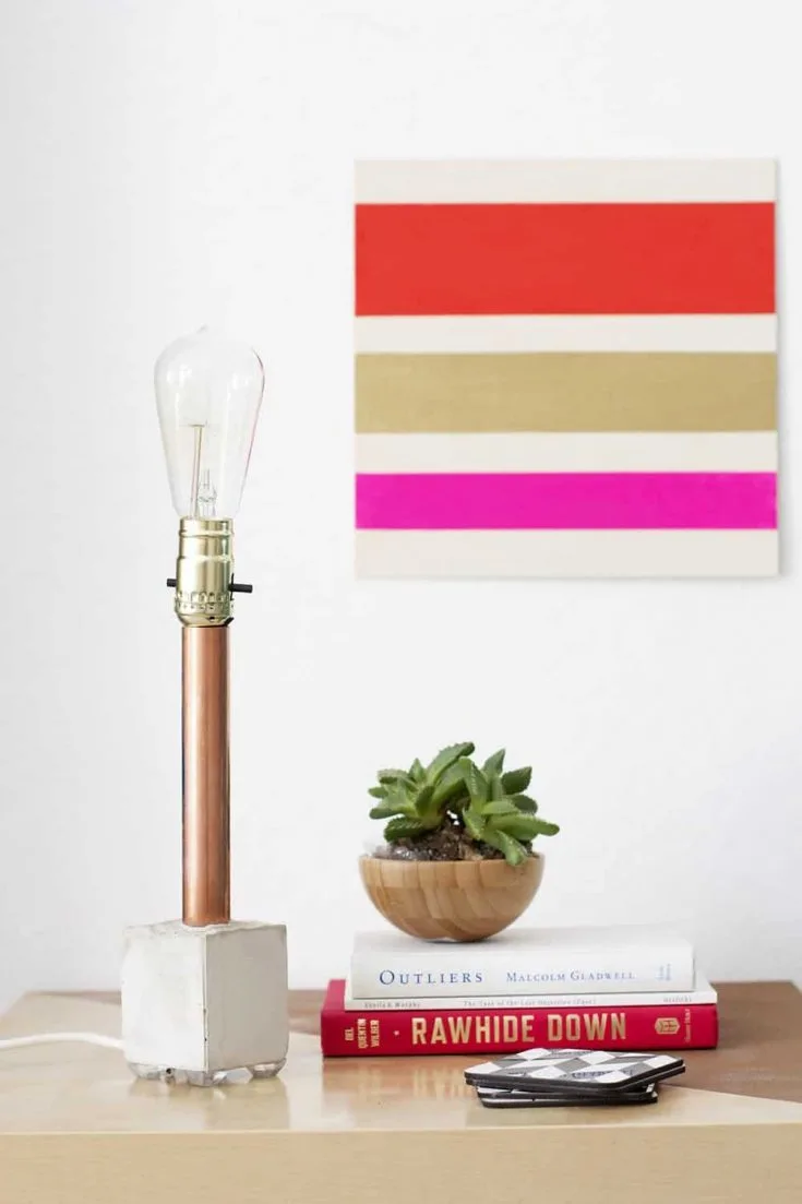 copper and concrete DIY lamp