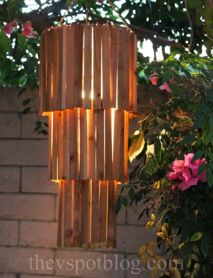 rustic outdoor DIY chandelier