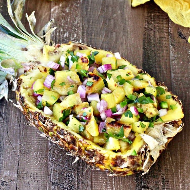 pineapple salsa in pineapple boat