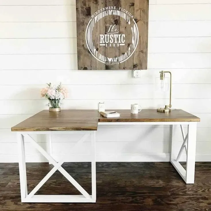 L shaped desk with X legs