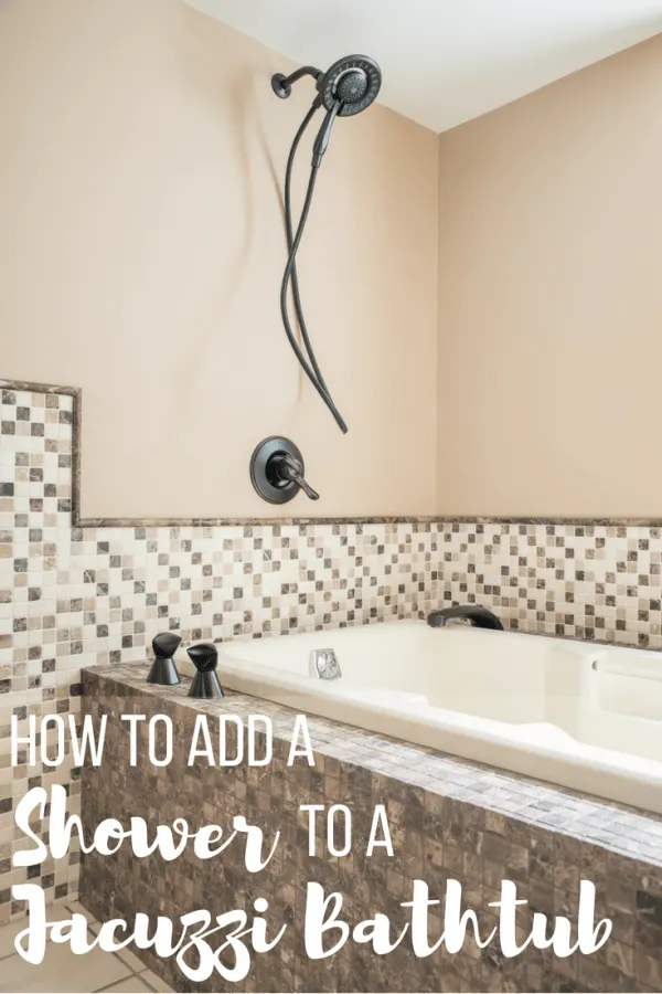 add shower to bathtub with text overlay