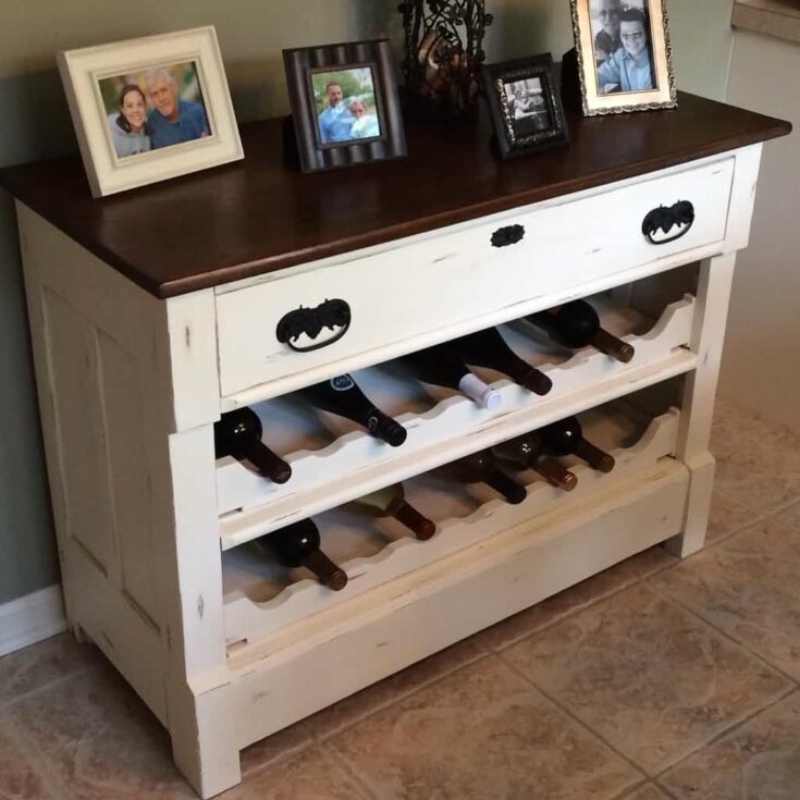 upcycled dresser wine rack