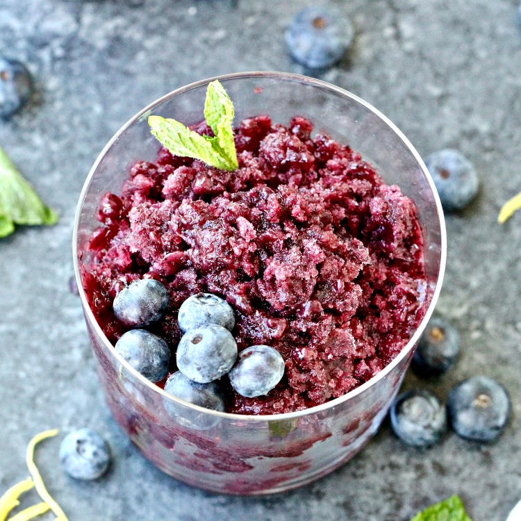 Blueberry Granita with Coconut Whipped Cream