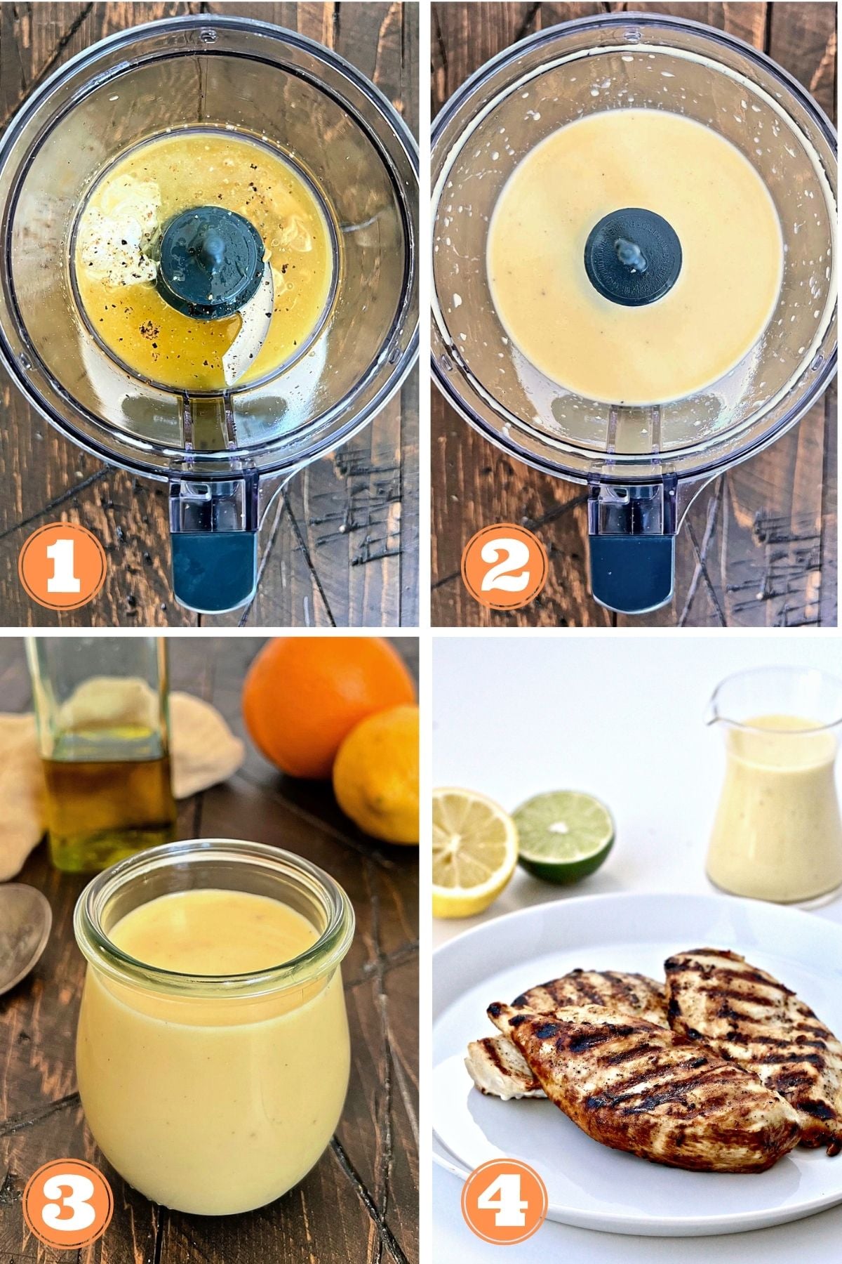 Collage of steps 1-4 for how to make summer citrus salad.