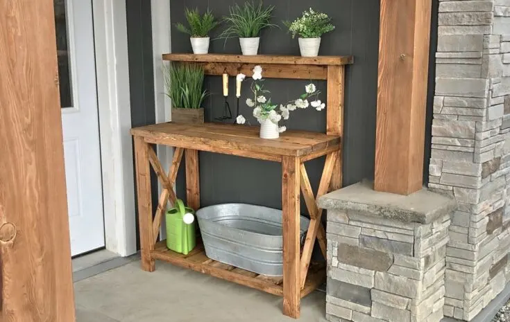 DIY farmhouse potting bench by Ana White