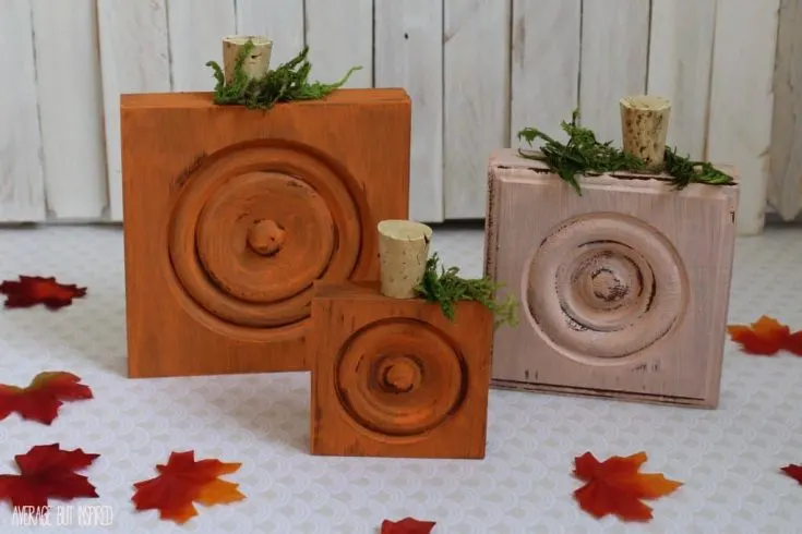 wooden pumpkins made from corner block trim