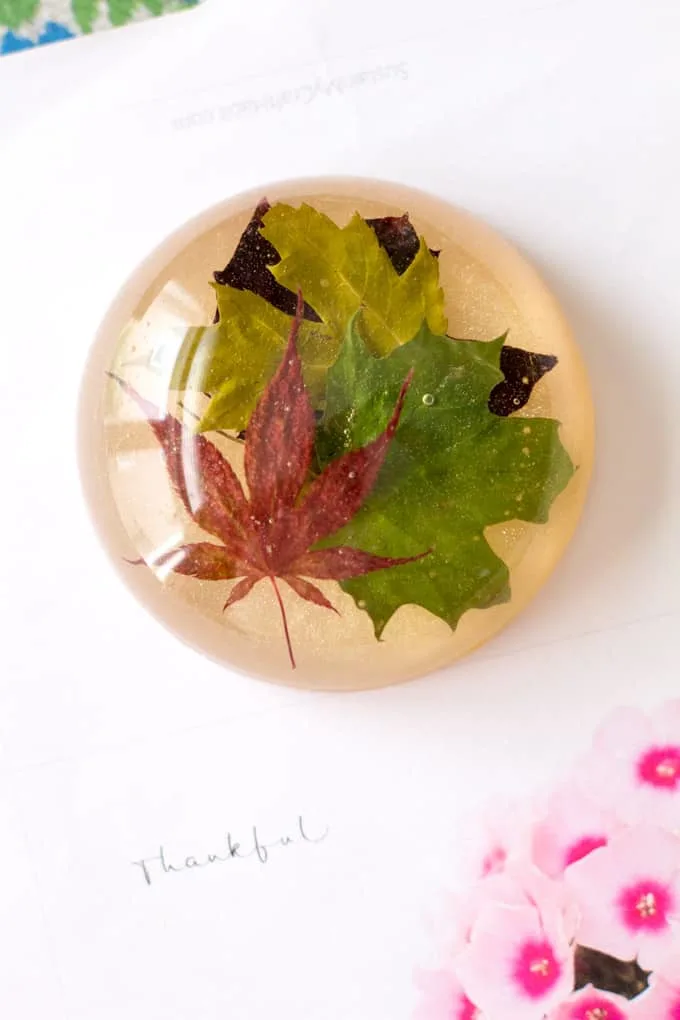 DIY desk decor - leaf resin paperweight