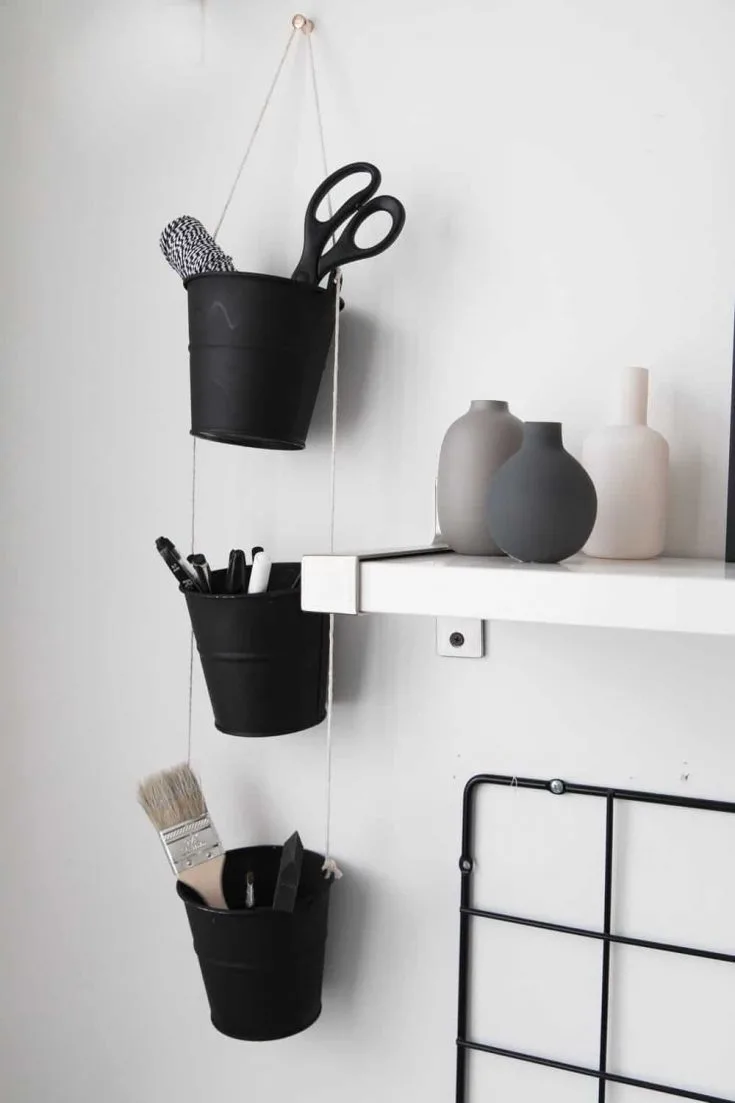 DIY desk decor - chalkboard paint buckets