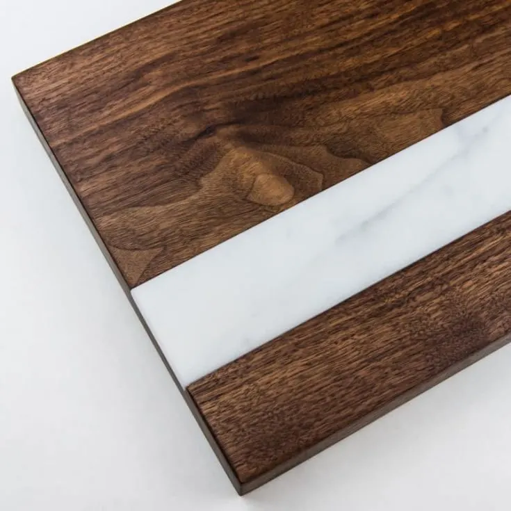 DIY cutting board with marble inlay