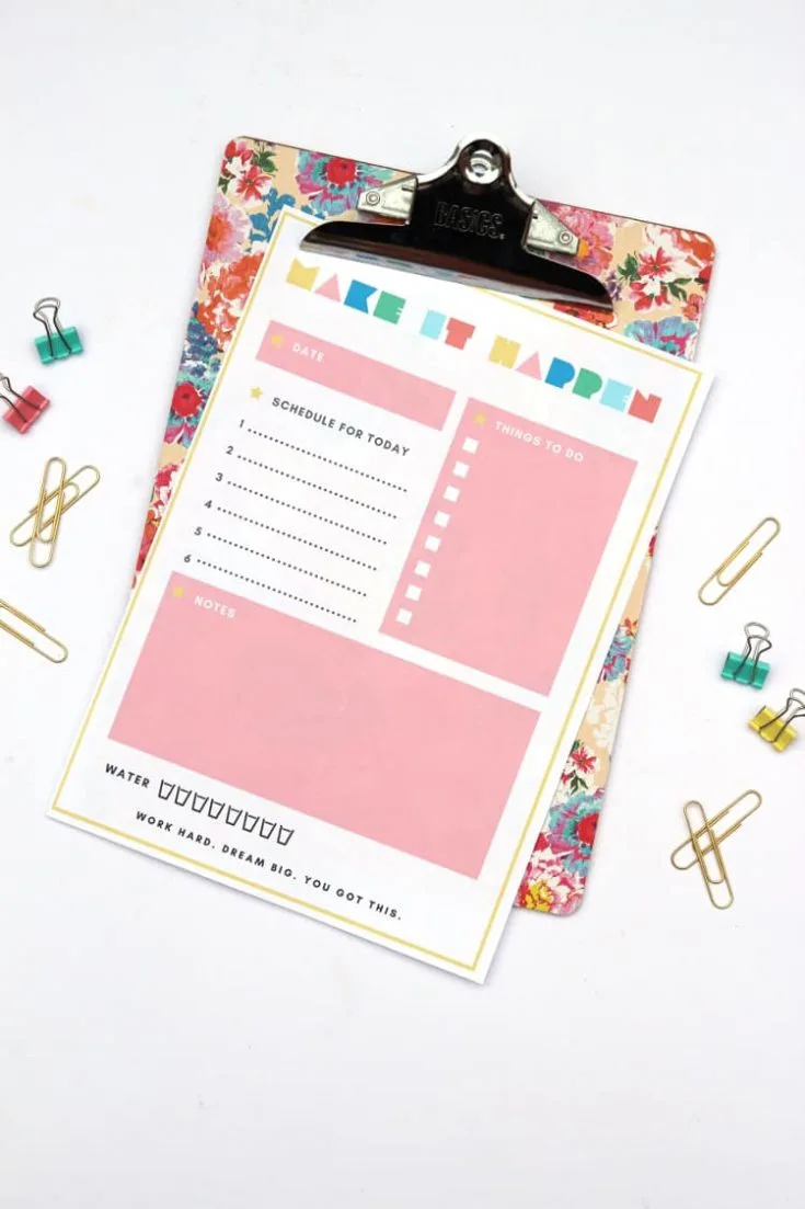 DIY desk decor - wrapping paper covered clipboard