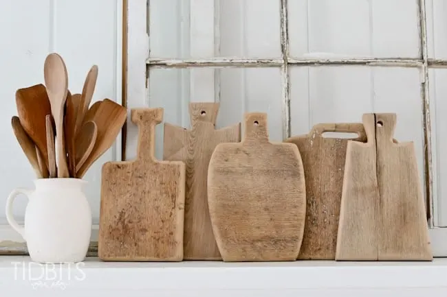 various patterns of antique looking cutting boards