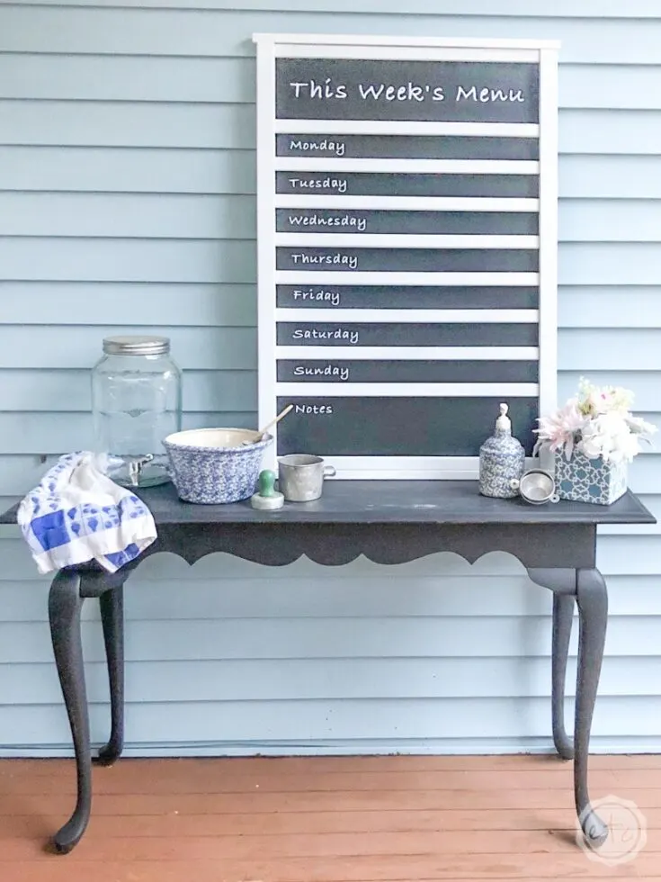 DIY menu board from an old crib