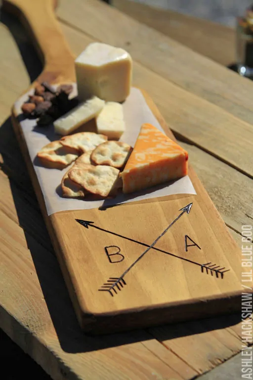 wood burning design on cutting board