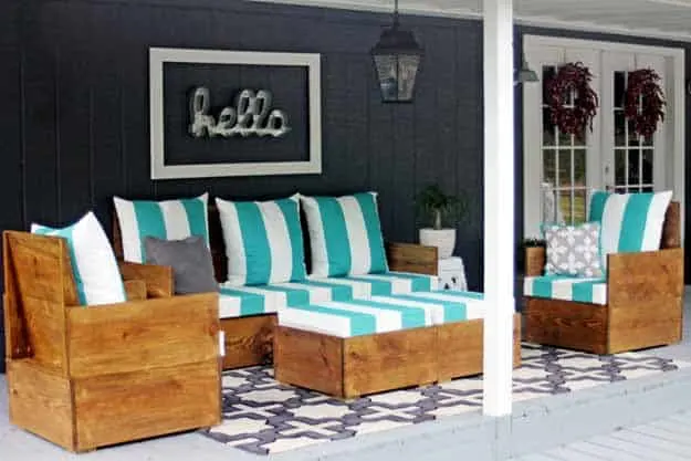 DIY outdoor sofa, loveseat, armchair and coffee table
