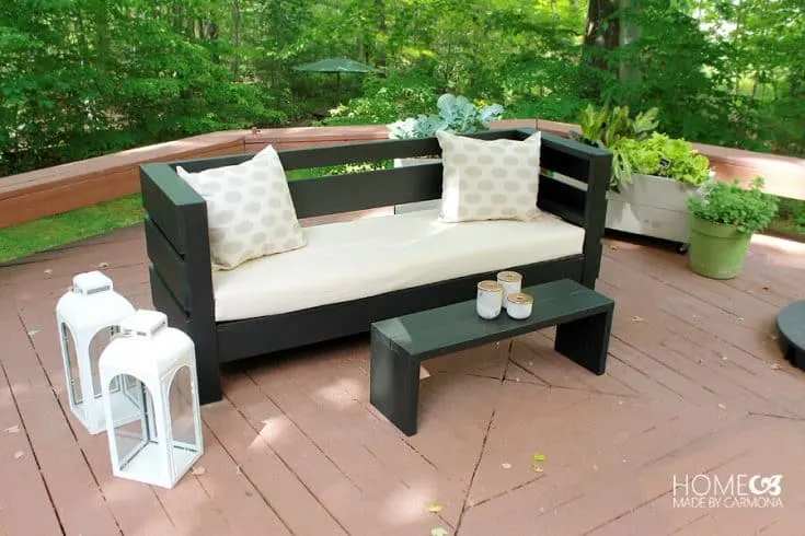 DIY outdoor sofa with coffee table
