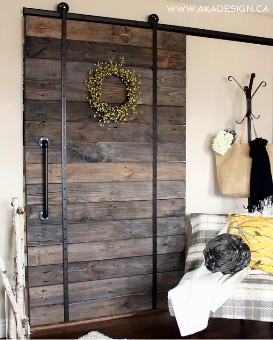 DIY barn door with DIY barn door track