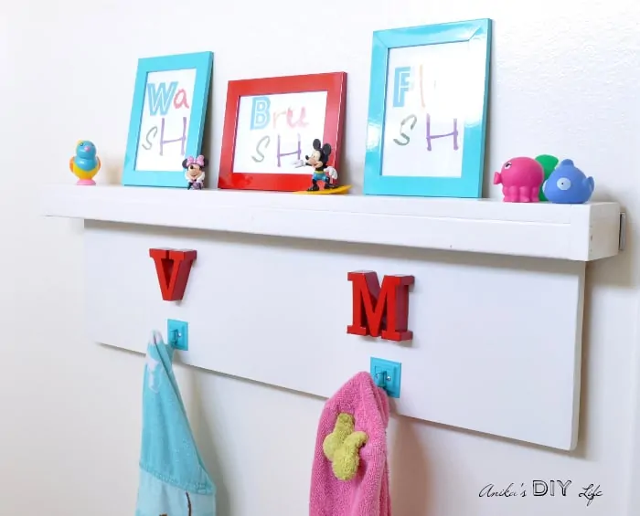 DIY Kids towel rack with initials