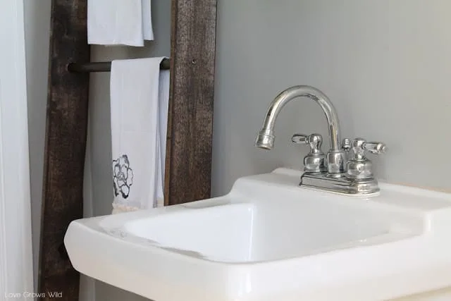 DIY ladder towel rack