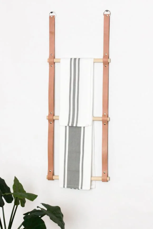 DIY Leather Towel Rack