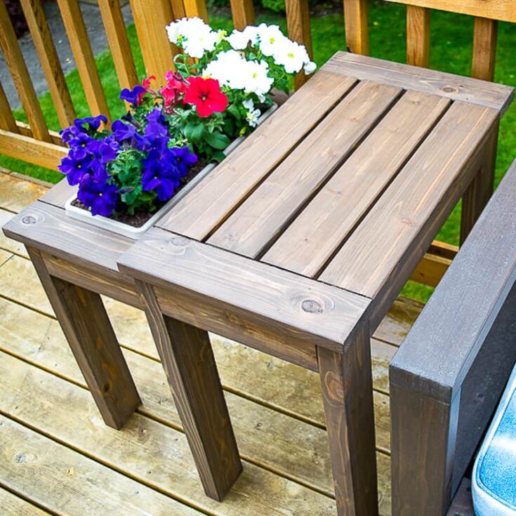 DIY end table with planter box