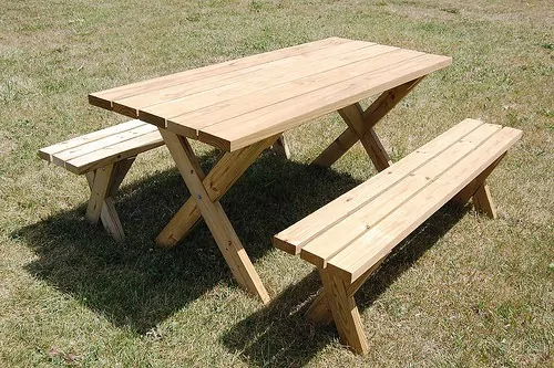 classic X base picnic table and benches