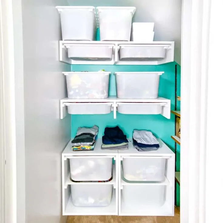 DIY custom closet with slide out bins