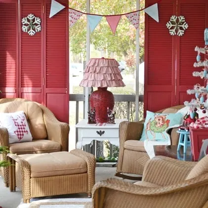 Image for Retro Red and Aqua Christmas Porch
