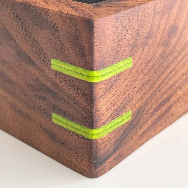 green splines in mitered corner