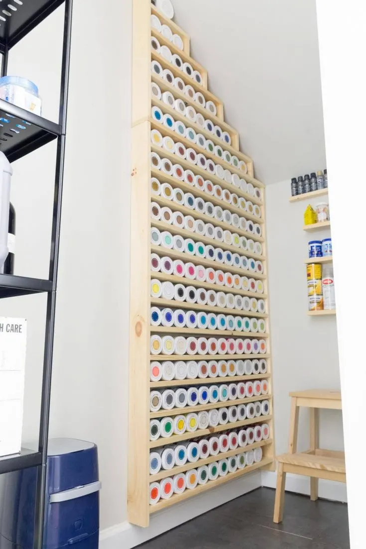 craft closet with paint storage