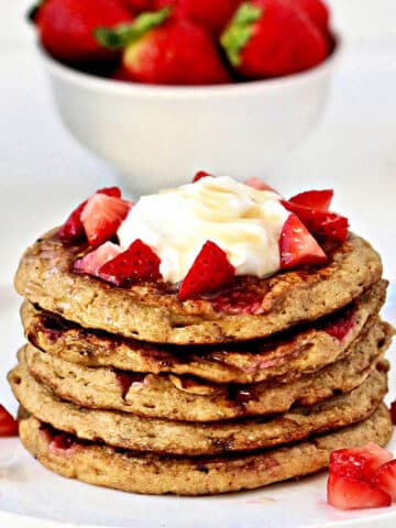 Strawberry Oatmeal Blender Pancakes